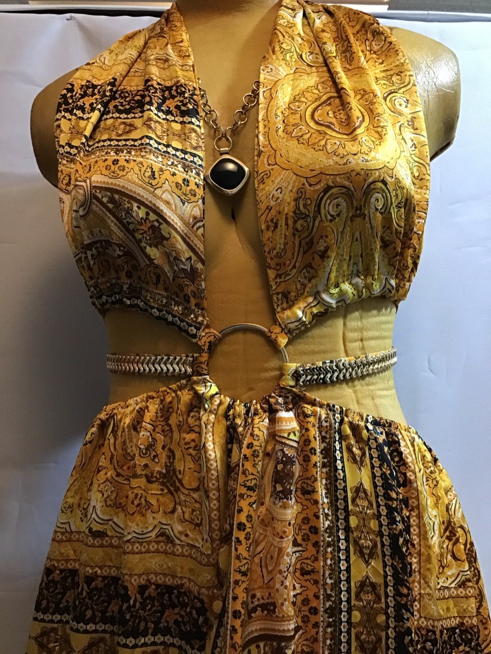 273 Fashion Nova Yellow Paisley Maxi Dress